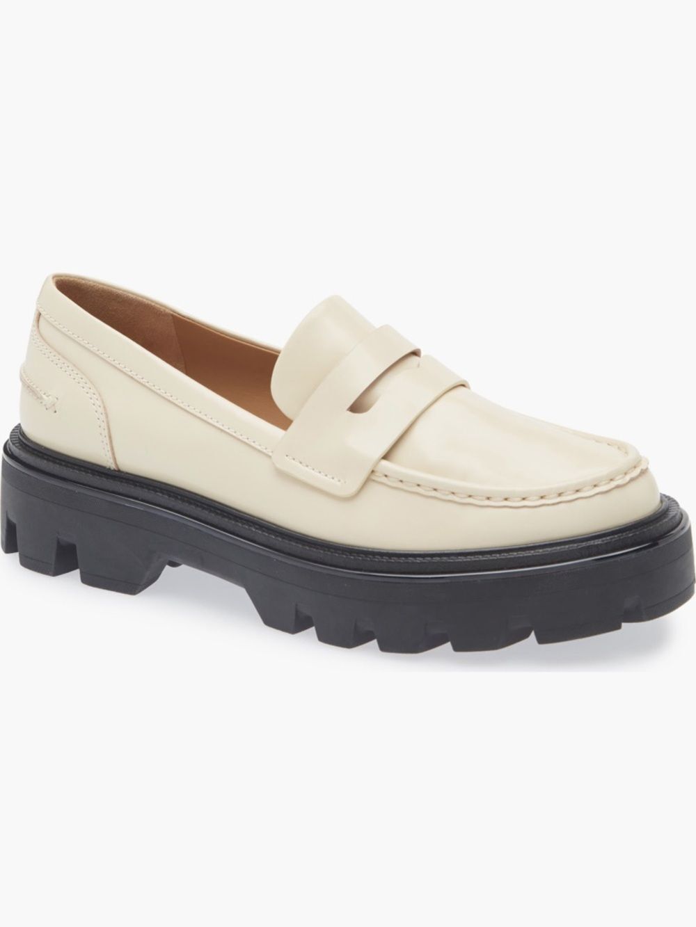 rag & bone Cream Leather Quinn Platform Penny Loafers